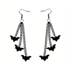 Womens Black Bats Earrings Novelty Witchy Jewelry Dangle Drop Halloween Earrings